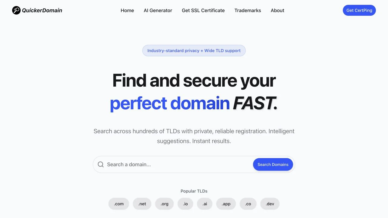 Quickerdomain website